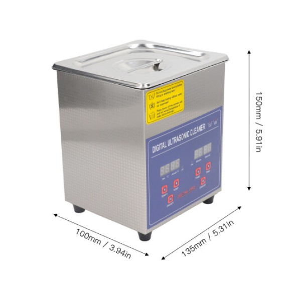 Pembersih Ultrasonik 40KHz 2L Stainless Steel untuk Perhiasan, Jam Tangan, dan Kacamata - UK